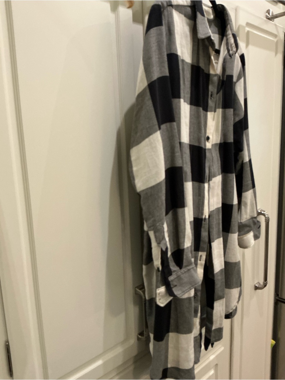Women's Black and White Buffalo-Check Button-Front Blouse